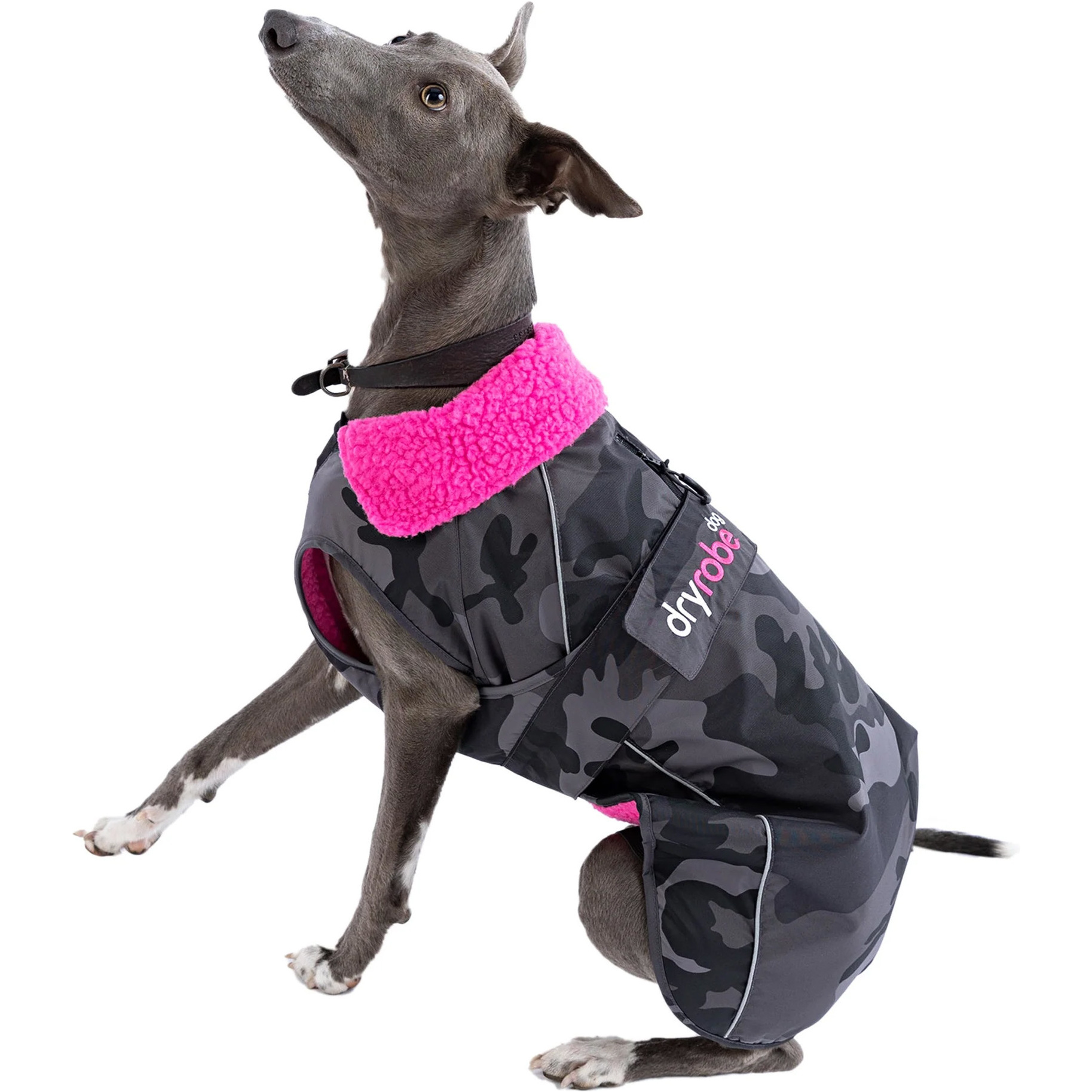 2026 Dryrobe Dog Coat V3DRDC - Black Camo / Pink